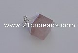 NGP6781 15*22mm cube rose quartz gemstone pendants wholesale