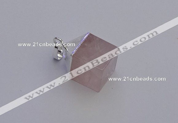 NGP6781 15*22mm cube rose quartz gemstone pendants wholesale