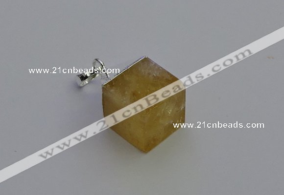 NGP6783 15*22mm cube citrine gemstone pendants wholesale