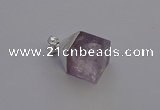 NGP6785 15*22mm cube light amethyst gemstone pendants wholesale