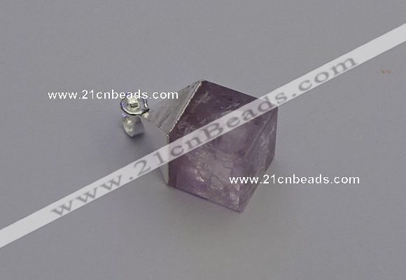 NGP6785 15*22mm cube light amethyst gemstone pendants wholesale