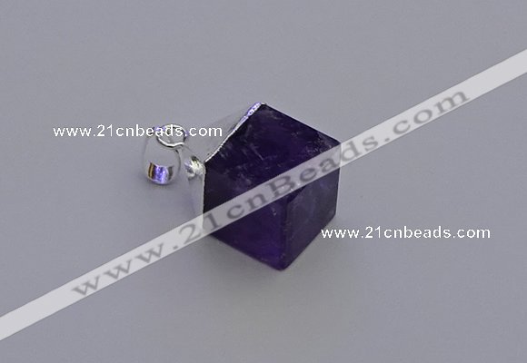 NGP6786 15*22mm cube amethyst gemstone pendants wholesale