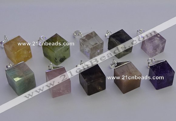 NGP6799 15*22mm cube mixed gemstone pendants wholesale