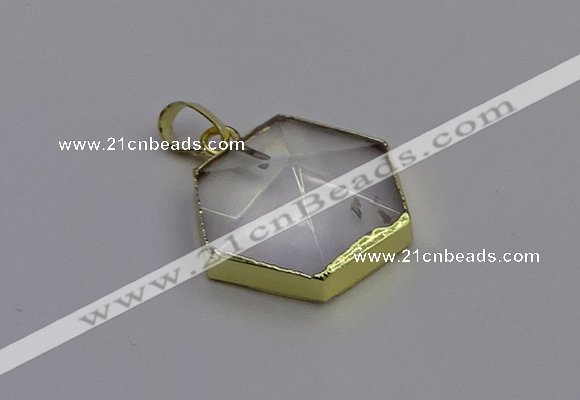 NGP6800 24*25mm hexagon white crystal gemstone pendants wholesale