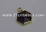 NGP6806 24*25mm hexagon amethyst gemstone pendants wholesale