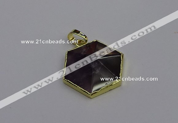 NGP6806 24*25mm hexagon amethyst gemstone pendants wholesale