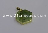 NGP6810 24*25mm hexagon green qutilated quartz pendants wholesale