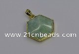 NGP6812 24*25mm hexagon amazonite gemstone pendants wholesale