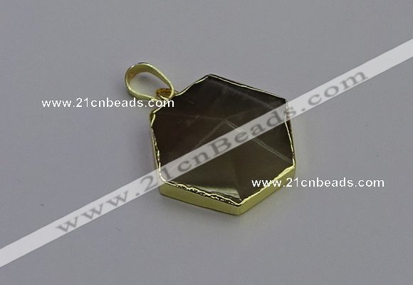 NGP6814 24*25mm hexagon moonstone gemstone pendants wholesale