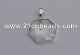 NGP6820 24*25mm hexagon white crystal gemstone pendants wholesale