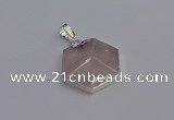 NGP6821 24*25mm hexagon rose quartz gemstone pendants wholesale