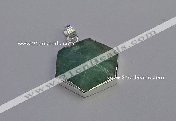 NGP6832 24*25mm hexagon amazonite gemstone pendants wholesale