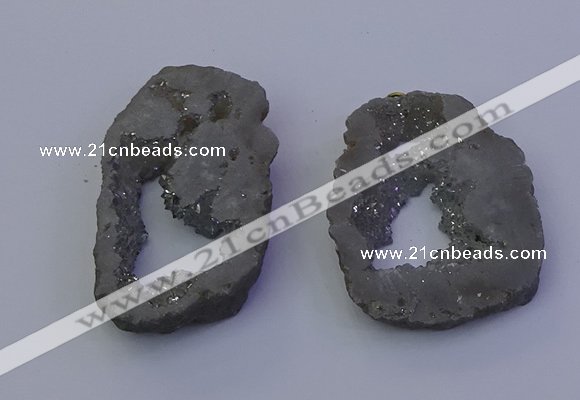 NGP6845 35*45mm - 40*50mm freeform plated druzy agate pendants