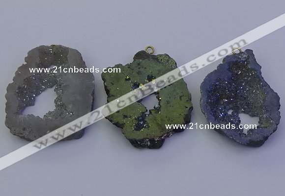 NGP6848 35*45mm - 40*50mm freeform plated druzy agate pendants