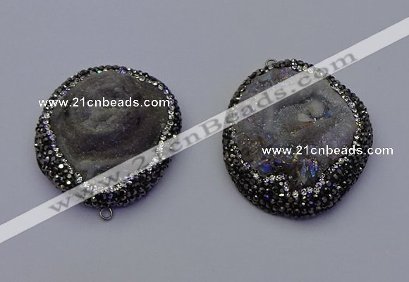 NGP6855 30*45mm - 35*45mm freeform druzy agate pendants