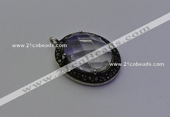 NGP6858 20*25mm oval white crystal pendants wholesle