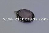 NGP6859 20*25mm oval rose quartz pendants wholesle