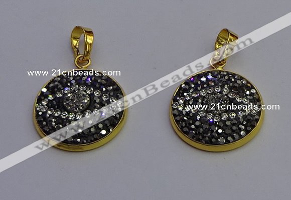 NGP6890 20mm - 22mm coin druzy agate pendants wholesale