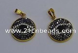 NGP6891 20mm - 22mm coin druzy agate pendants wholesale