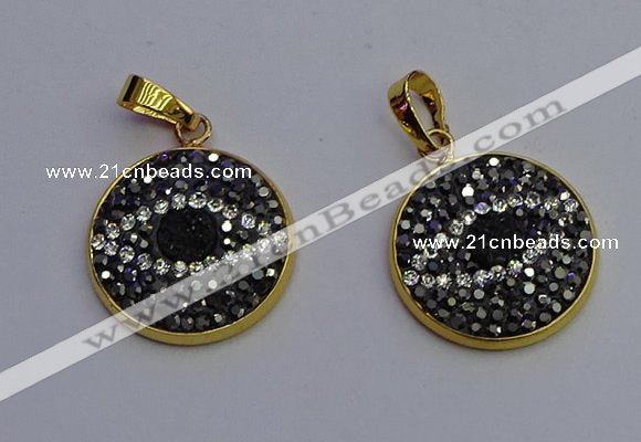 NGP6891 20mm - 22mm coin druzy agate pendants wholesale