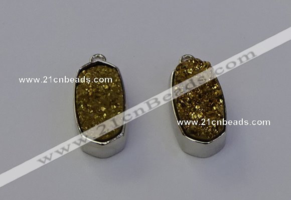 NGP6897 10*22mm - 12*25mm freeform plated druzy quartz pendants