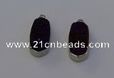 NGP6901 10*22mm - 12*25mm freeform plated druzy quartz pendants