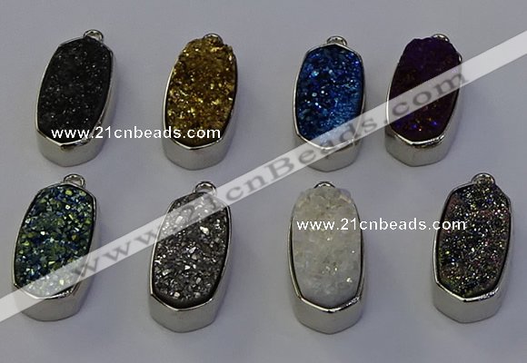 NGP6904 10*22mm - 12*25mm freeform plated druzy quartz pendants