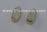 NGP6906 10*22mm - 12*25mm freeform plated druzy quartz pendants