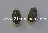 NGP6907 10*22mm - 12*25mm freeform plated druzy quartz pendants