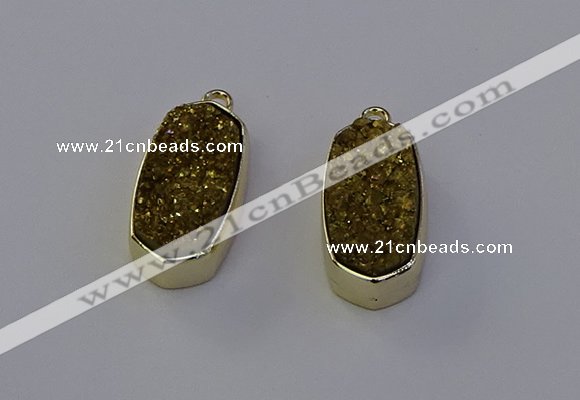 NGP6908 10*22mm - 12*25mm freeform plated druzy quartz pendants