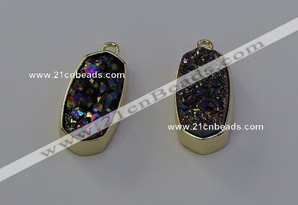 NGP6910 10*22mm - 12*25mm freeform plated druzy quartz pendants