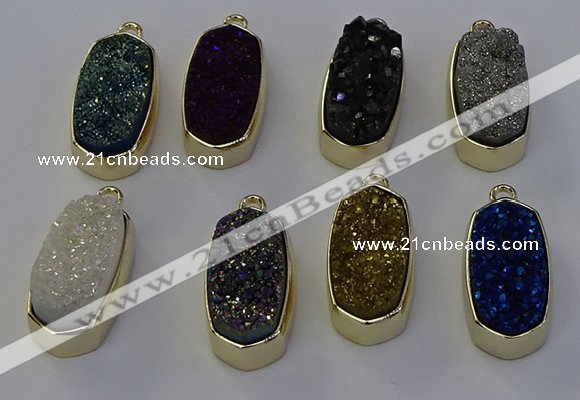 NGP6915 10*22mm - 12*25mm freeform plated druzy quartz pendants