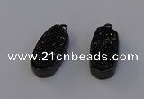 NGP6924 10*22mm - 12*25mm freeform plated druzy quartz pendants