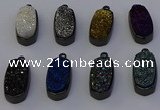 NGP6926 10*22mm - 12*25mm freeform plated druzy quartz pendants