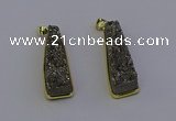 NGP6930 10*30mm - 12*35mm trapezoid plated druzy quartz pendants