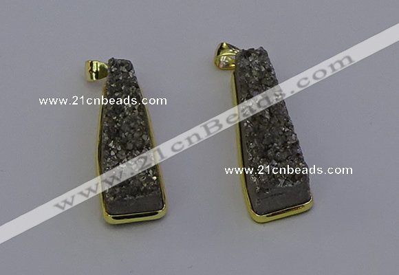 NGP6930 10*30mm - 12*35mm trapezoid plated druzy quartz pendants