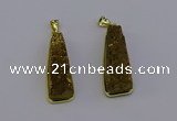 NGP6931 10*30mm - 12*35mm trapezoid plated druzy quartz pendants
