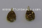 NGP6935 13*18mm - 15*20mm flat teardrop plated druzy quartz pendants