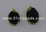 NGP6937 16*22mm - 18*25mm oval plated druzy quartz pendants