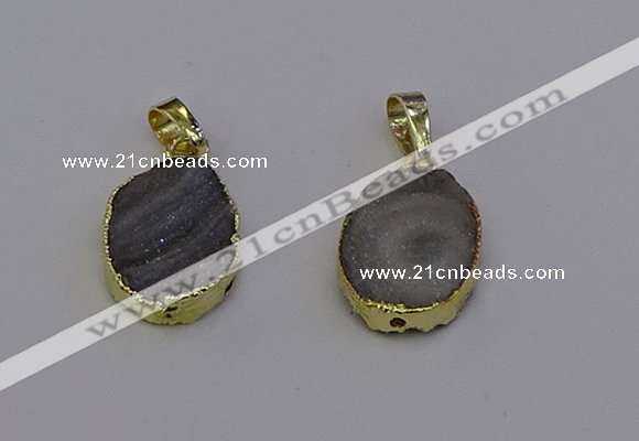 NGP6941 15*20mm oval druzy agate pendants wholesale