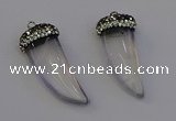 NGP6972 12*40mm - 15*45mm horn white crystal pendants wholesale