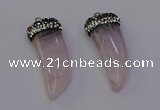 NGP6973 12*40mm - 15*45mm horn rose quartz pendants wholesale