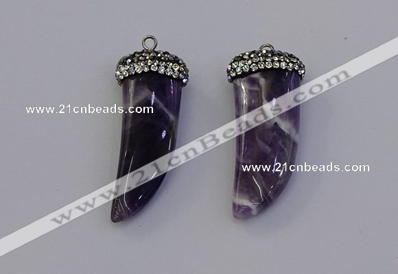 NGP6975 12*40mm - 15*45mm horn amethyst pendants wholesale