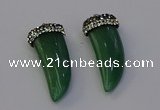 NGP6979 12*40mm - 15*45mm horn green aventurine pendants wholesale