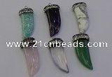 NGP6988 12*40mm - 15*45mm horn mixed gemstone pendants