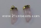 NGP6993 12*40mm - 15*45mm horn rose quartz pendants wholesale