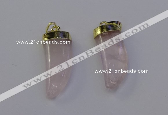 NGP6993 12*40mm - 15*45mm horn rose quartz pendants wholesale