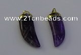 NGP6995 12*40mm - 15*45mm horn amethyst pendants wholesale