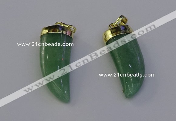 NGP6999 12*40mm - 15*45mm horn green aventurine pendants wholesale