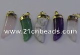 NGP7008 12*40mm - 15*45mm horn mixed gemstone pendants